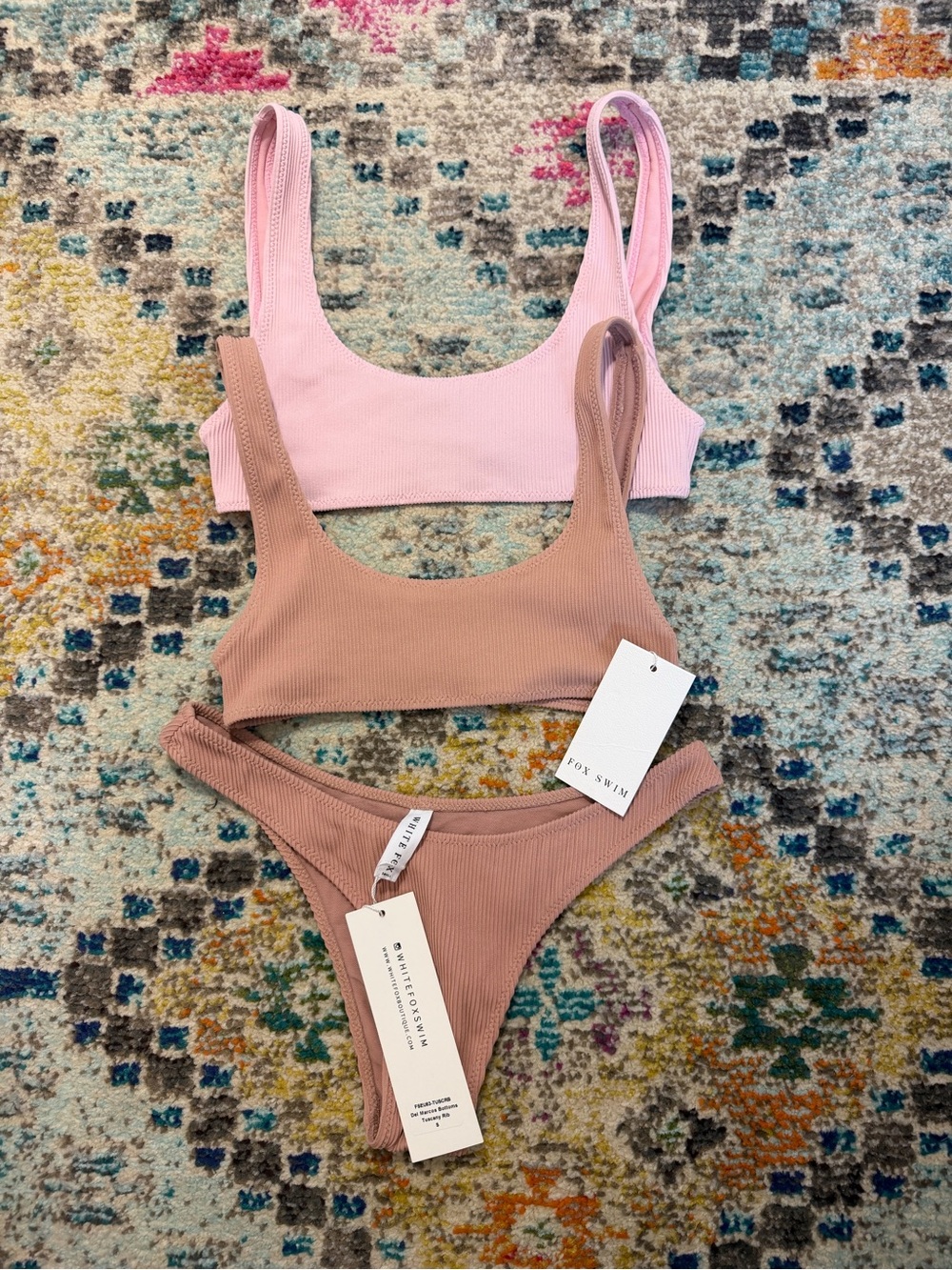 White Fox Boutique Ribbed Bikini Set